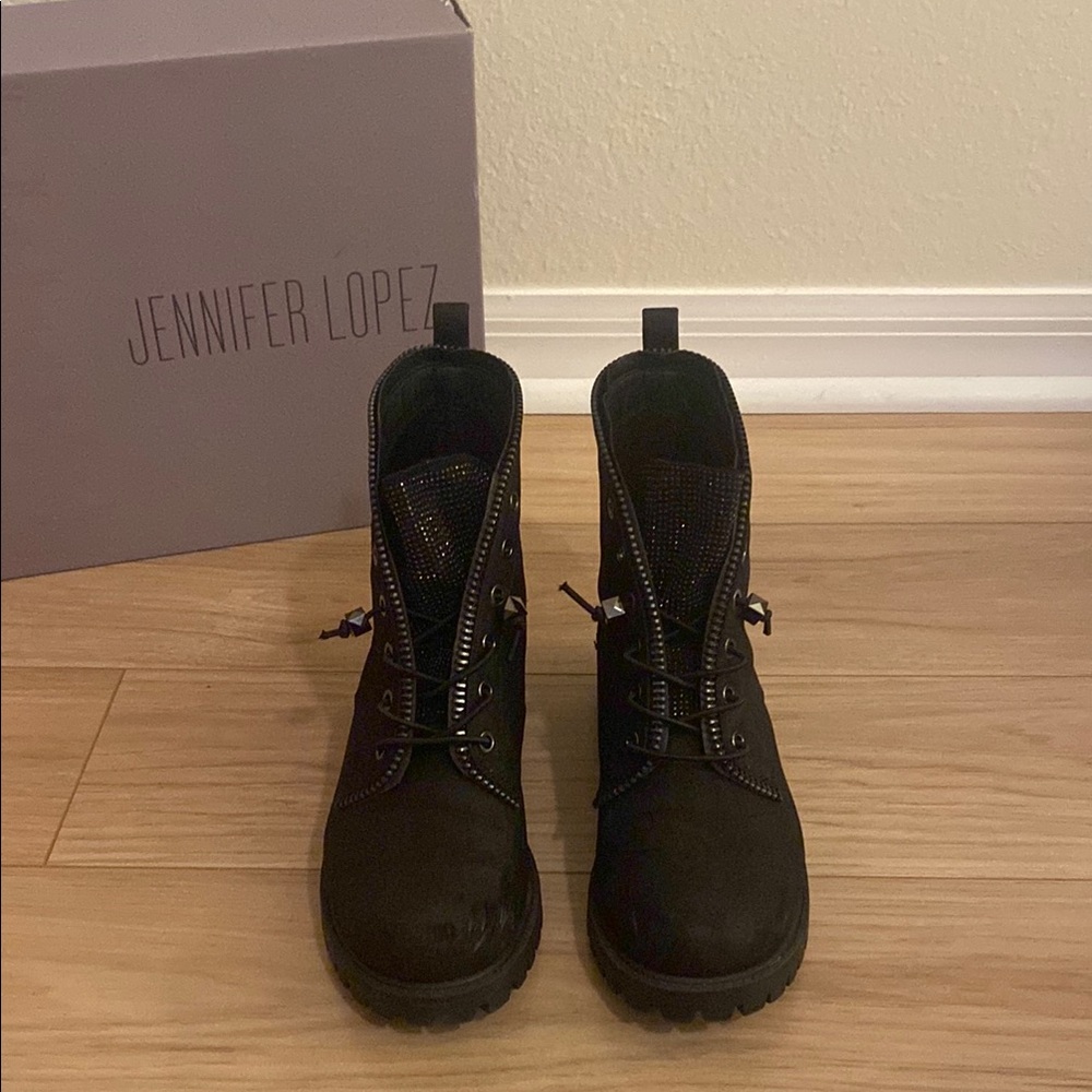 Jennifer Lopez Black Studded Boots